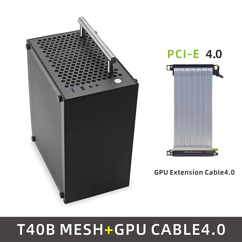 T40 Mini ITX Black Case 7L Gaming Computer Chassis Compact Transparent PC Support SFX Psu/70Mm Cooler/206Mm GPU