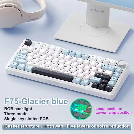 AULA F75 Original Keyboard RGB Customized Bluetooth Wireless 2.4G Type-C Wired Hot Swap75% OEM Gasket Gaming Mechanical Keyboard