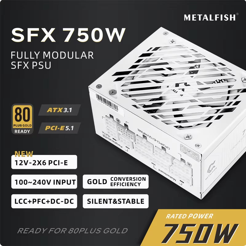 Beluga SFX-750W Full-Modular PC PSU Power Supply for Mini Itx/Micro ATX Support ATX3.1/PCI-E5.1 100/240V Input