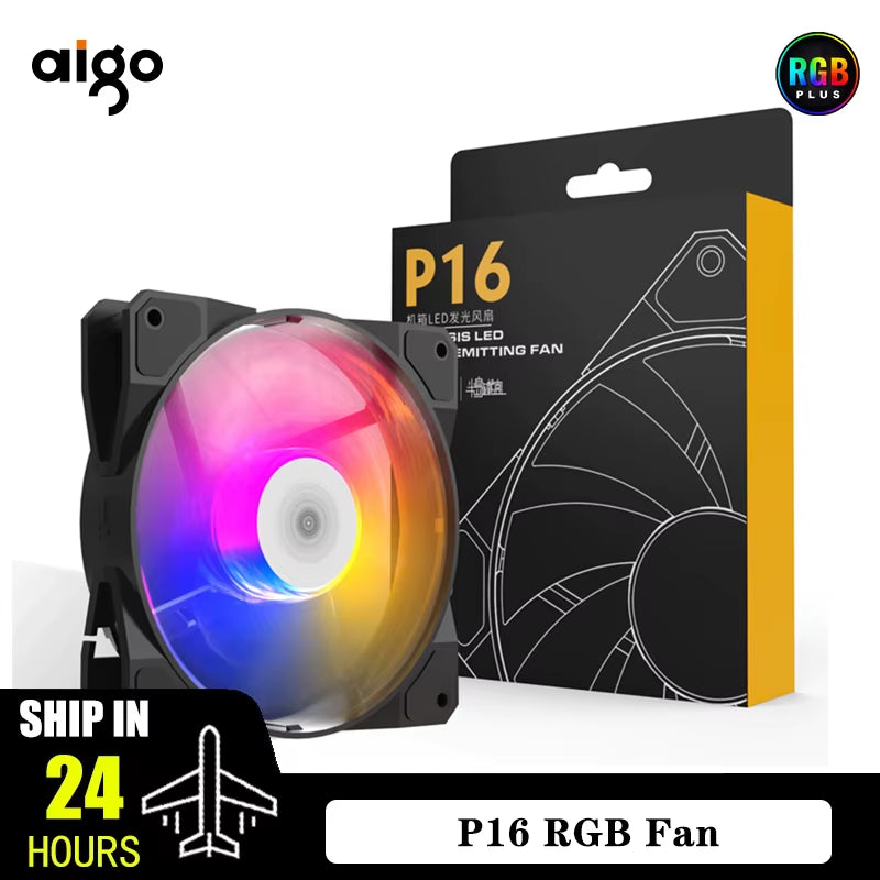 Aigo P16 RGB FAN Ventoinha 120Mm Pc Computer Case Fan Rainbow Heatsink 4PIN 12Cm White CPU Cooler Silent Fan Cooling Ventilador