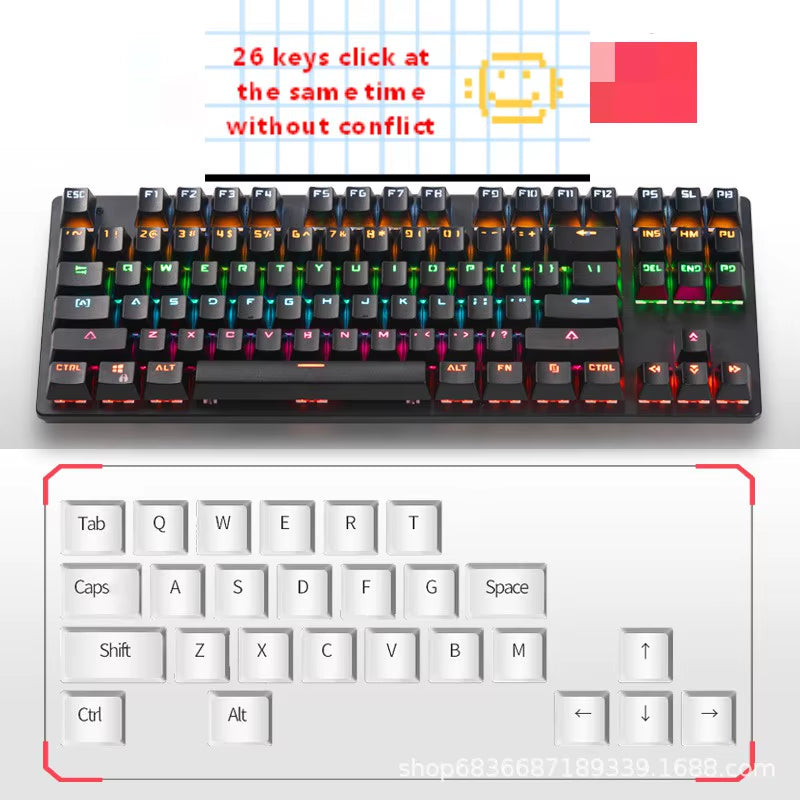 Gaming Mechanical Keyboard Game Anti-Ghosting RGB Mix Backlit Blue Switch 87Key Teclado Mecanico for Game Laptop PC