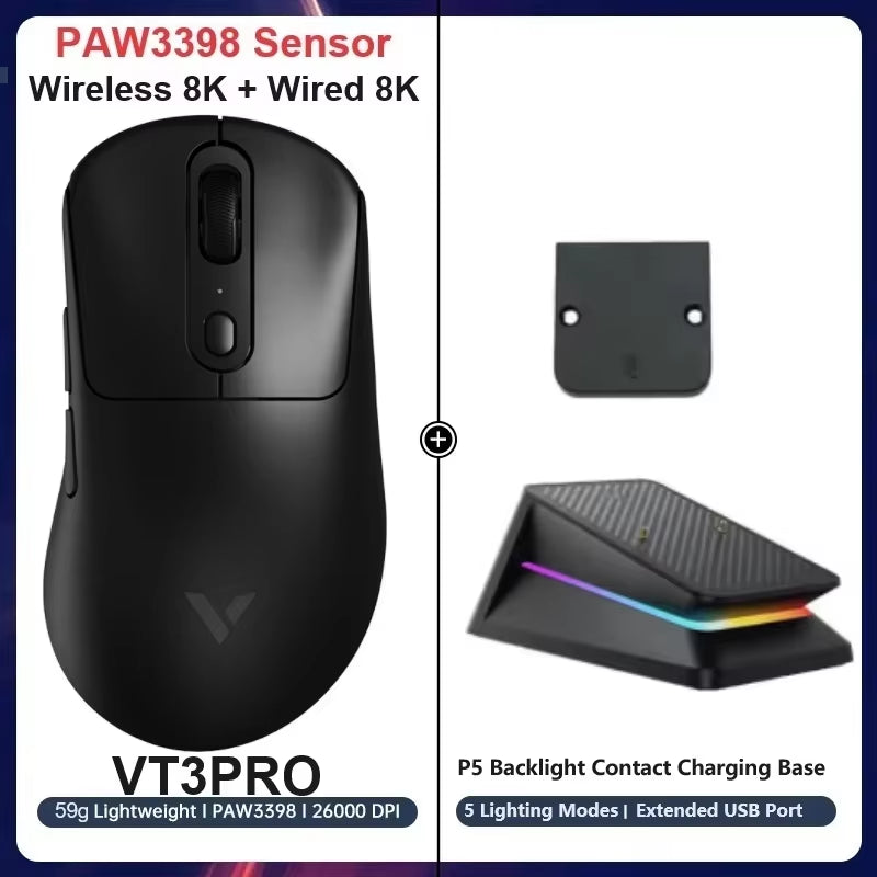 Vt3Pro Wireless Gaming Mouse 59G Lightweight 8Khz Polling Rate 26000DPI 9 Programmable Buttons Ultimate Optical Sensor