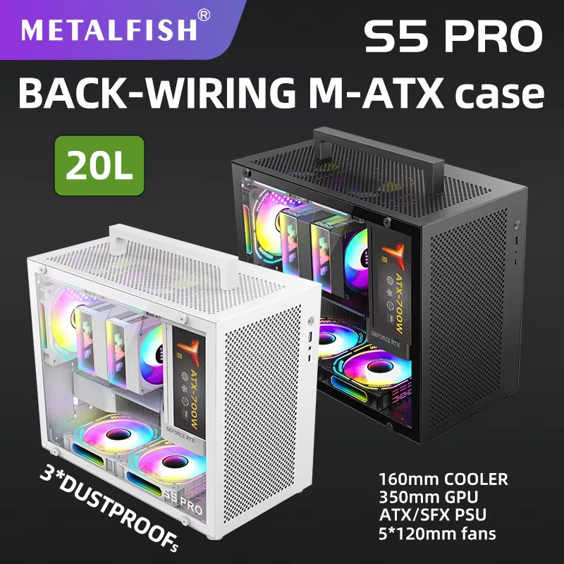 S5 PRO 20L Computer Case Gaming PC Chassis Support MATX/ITX SFX/ATX PSU 160Mm Tower /180 Watercooling Cooler