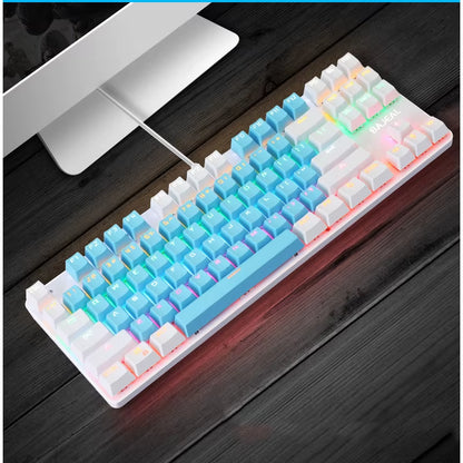 Gaming Mechanical Keyboard 87 Keys Game Anti-Ghosting Blue Switch Color Backlit Wired Keyboard for Pro Gamer Laptop PC